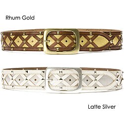 Linea Pelle Women's Metallic Lattice Belt