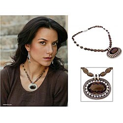 Sterling Silver 'A Good Evening' Smokey Quartz Necklace (India)