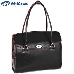 McKlein Black Geneva Italian Leather Laptop Case