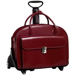 McKlein Red Glen Ellyn Leather Detachable Wheeled Laptop Case