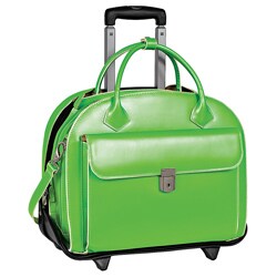 McKlein Green Glenn Ellyn Leather Detachable Wheeled Laptop Case