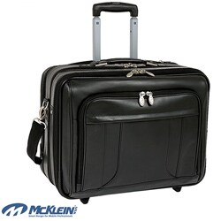 McKlein Black LaSalle 17in. Wheeled Laptop Overnighter