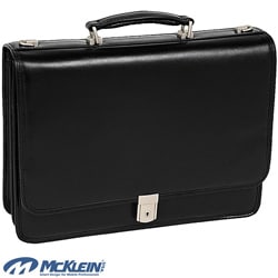 McKlein Black Lexington Double Compartment Laptop Briefcase