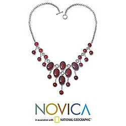 Sterling Silver 'Fruits of Life' Carnelian Necklace (Indonesia)