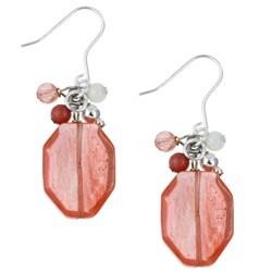 Stonique Creations Silver Cherry Quartz Glass and Mother of Pearl Drop Earrings
