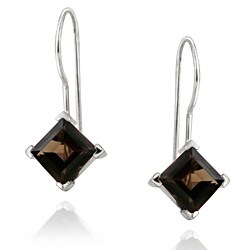 Glitzy Rocks Sterling Silver Smokey Quartz Drop Earrings