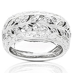 Palladium 1/4ct TDW Diamond Floral Wedding Band (H-I, SI)