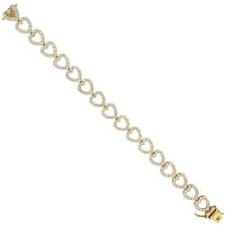 18k Gold 7 1/10ct TDW Diamond Heart Bracelet (G-H, I1)