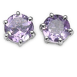 Malaika Sterling Silver Genuine Amethyst Stud Earrings