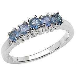 Malaika Sterling Silver Five-stone Sapphire Ring