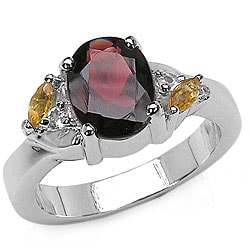 Malaika Sterling Silver Garnet and Citrine Ring (Size 7)