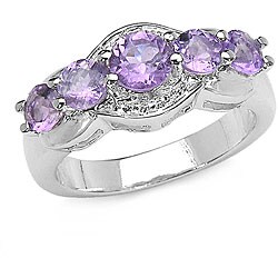Sterling Silver Genuine Amethyst Ring (Size 7)