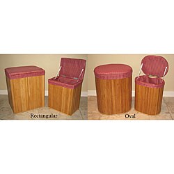 Bamboo Hampers with Plaid Seat and Liner (Set of 2)