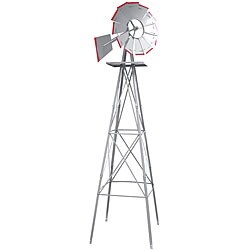 Heavy-duty 8-foot Silver and Red Wind Mill