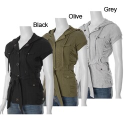 Self Esteem Women's Short-sleeve Belted Jacket with Hood