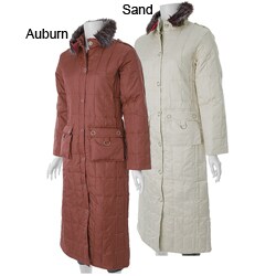 Fifi Collection Plush Trim Quilted Long Coat