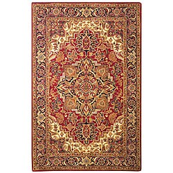 Handmade Classic Heriz Red/ Navy Wool Rug (7'6 x 9'6)
