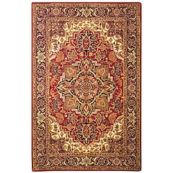 Low Price Handmade Classic Heriz Red/ Navy Wool Rug (9'6 x 13'6)
