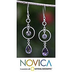 Sterling Silver 'Lilac in Motion' Amethyst Earrings (Indonesia)