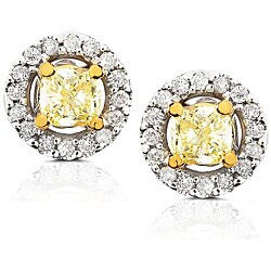 14k Gold 1ct TDW Fancy Yellow Diamond Earrings (VS1-I2)
