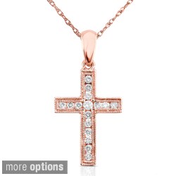 14k Gold and 1/6ct TDW Diamond Cross Necklace