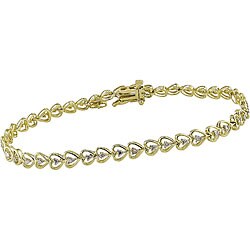 10k Gold 1/10ct TDW Diamond Heart Link Bracelet (K-L, I3)