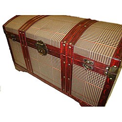 Phat Tommy Plaid Decorative Wooden Storage Trunk