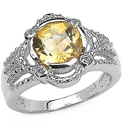 Sterling Silver Genuine Citrine Round-cut Ring