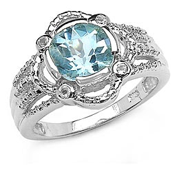 Malaika Sterling Silver Genuine Blue Topaz Round-cut Ring