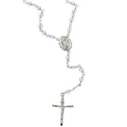 Sterling Silver Celestial Blue Crystal Rosary Necklace