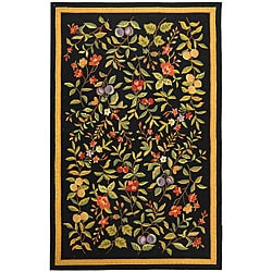 Hand-hooked Garden Black Wool Rug (8'9 x 11'9)