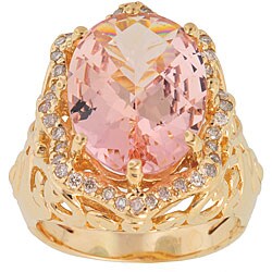 Michael Valitutti 14k Yellow Gold Peach Morganite and Diamond Ring
