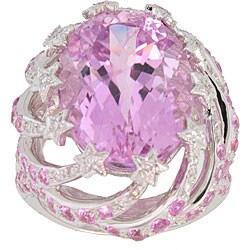 Michael Valitutti 14k Gold Kunzite and 1/5ct TDW Diamond Ring