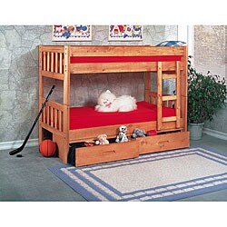 Ponderosa Pine Twin Bunk Bed with 2-drawer Unit