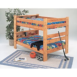 Ponderosa Pine Twin-size Bunk Bed with Bookcase