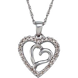 Sterling Silver 1/4ct TDW Diamond Heart Necklace (H-I, I2-I3)