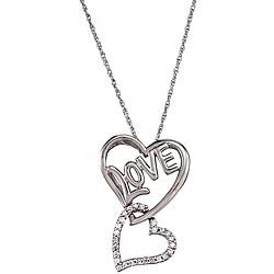 Sterling Silver 1/10ct TDW Diamond Heart 'Love' Necklace