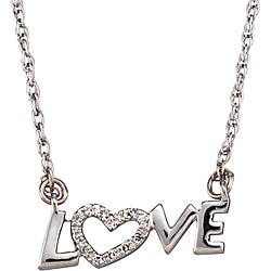 Sterling Silver Diamond 'Love' Necklace