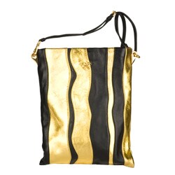 Prada Gold and Black Stripe Messenger Bag