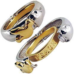 Two-tone Dove 'Peace' Message Ring