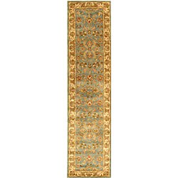 Handmade Heritage Kermansha Blue/ Beige Wool Runner (2'3 x 14')