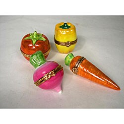 Limoges Hand-painted 4-piece Vegetable Box Set
