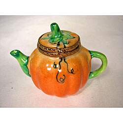Limoges Hand-painted Pumpkin Tea Pot Keepsake Box