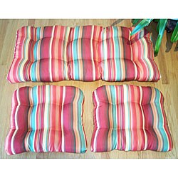 Retro Stripe Red Indoor/Outdoor 3-piece Patio Cushion Set