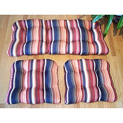 Retro Stripe Black Indoor/Outdoor 3-piece Patio Cushion Set