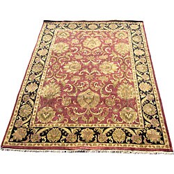 Indo Mahal Burgundy/ Black Wool Rug (9 x 12')