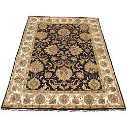 Indo Mahal Black/ Ivory Wool Rug (9' x 12')