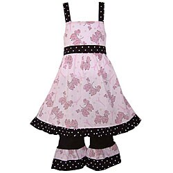 AnnLoren Girl's Paris Poodles Dress and Capri Set