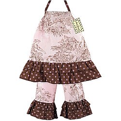AnnLoren Boutique Girl's Toile Halter and Capri Outfit