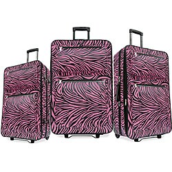 Pink Suitcase Sets on Pink Zebra Print 3 Piece Luggage Set   Overstock Com